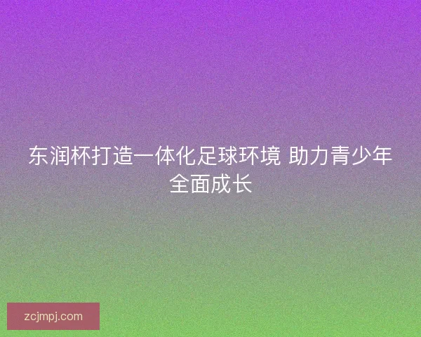 东润杯打造一体化足球环境 助力青少年全面成长